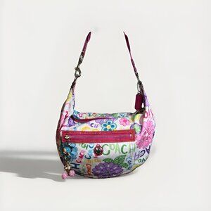 COACH Poppy Daisy Floral Graffiti Multi Color Hobo Shoulder Bag - Y2K Retro